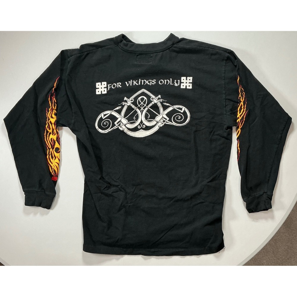 VTG Y2K For Vikings Only Flames GIGL Long Sleeve Shirt Mens L Goth Tee